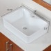 ELITE Bathroom Rectangle White Porcelain Ceramic Vessel Sink & Short Chrome Faucet Combo - B00DTGY7OC